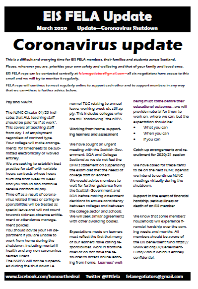 FELA Newsletter Coronavirus